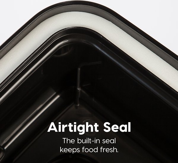 Show full view: IRIS WeatherPro Airtight Elevated Pet Feeder with Food Storage Container & Bowls in Lid, Smoke/Black, 8-cup slide 3 of 8