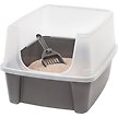 Show in main carousel: IRIS USA Large Cat Litter Box with Scatter Shield & Scoop, Dark Gray slide 3 of 8