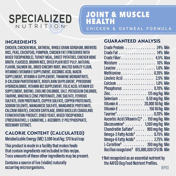 Show full view: Natural Balance Specialized Nutrition Joint & Muscle Health Adult Chicken & Oatmeal Formula Dry Dog Food, 22-lb bag slide 8 of 9