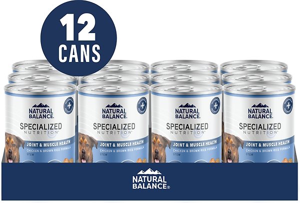 Show full view: Natural Balance Specialized Nutrition Joint & Muscle Health Adult Chicken & Brown Rice Formula Wet Dog Food, 12.7-oz can, case of 12 slide 3 of 9
