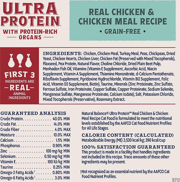 Show full view: Natural Balance Ultra Protein Chicken & Chicken Meal Recipe Dry Cat Food, 10-lb bag slide 8 of 9