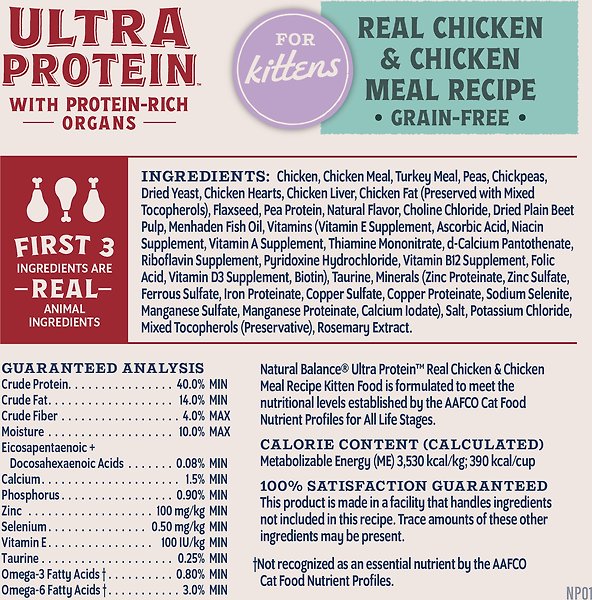 Show full view: Natural Balance Ultra Protein Chicken & Chicken Meal Recipe Kitten Dry Cat Food, 6-lb bag slide 8 of 9