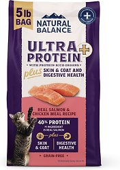 Natural Balance Ultra Protein Plus Skin & Coat & Digestive Health Salmon & Chicken Meal Recipe Dry Cat Food, 5-lb bag