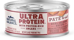 Natural Balance Ultra Protein Real Salmon Recipe with Protein-Rich Organs Pate Wet Cat Food, 2.8-oz can, case of 12