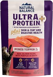 Natural Balance Ultra Protein Plus Skin, Coat & Digestive Health Real Salmon with Pumpkin Puree Wet Cat Food, 2.4-oz pouch, case of 12