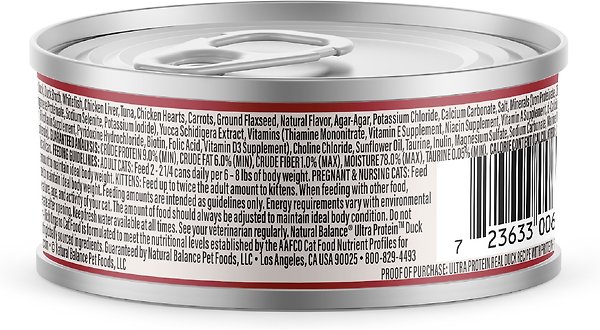 Show full view: Natural Balance Ultra Protein Real Duck Recipe with Protein-Rich Organs Pate Wet Cat Food, 2.8-oz can, case of 12 slide 3 of 9