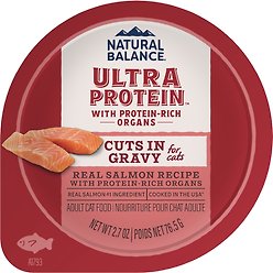 Natural Balance Ultra Protein Real Salmon Recipe with Protein-Rich Organs Cuts in Gravy Wet Cat Food, 2.7-oz cup, case of 10