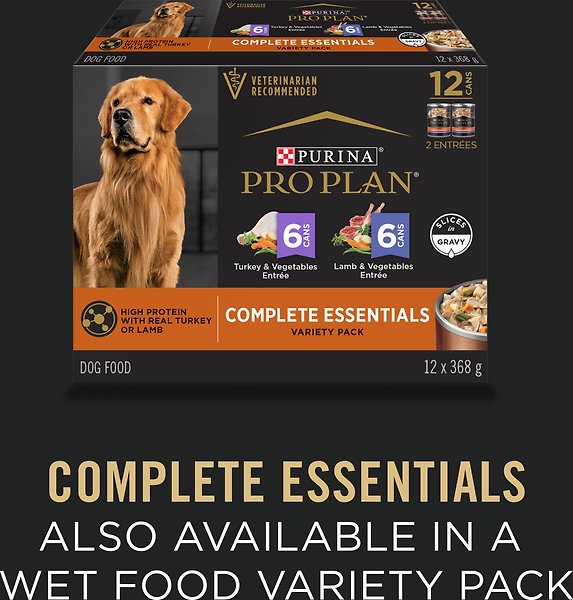 Show full view: Purina Pro Plan Complete Essentials Classic Variety Pack Wet Dog Food, 368-g can, case of 12 slide 6 of 10