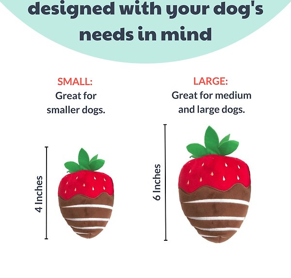 Show full view: Huxley & Kent Dog Power Plush Chocolate Strawberry Dog Toy, Red, Small slide 3 of 7