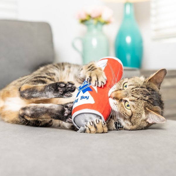 Show full view: Huxley & Kent Cat Kicker Cats Belly Rubbin Cat Toy, Red/White/Blue slide 7 of 9