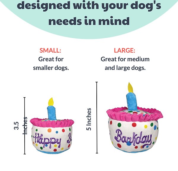 Show full view: Huxley & Kent Dog Power Plush Happy Barkday Cake Dog Toy, Multicolor, Small slide 3 of 9