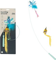 Huxley & Kent Cat Wand Wire Dragonfly & Mouse Cat Toy, Blue/Gray/Yellow
