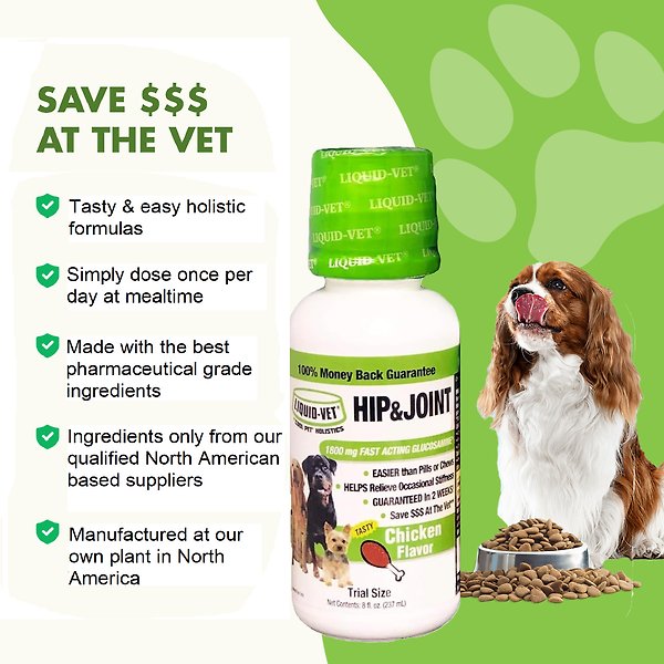 Show full view: Liquid-Vet K9 Hip & Joint Support Chicken Flavour Supplement for Dogs, 32-oz bottle slide 6 of 7