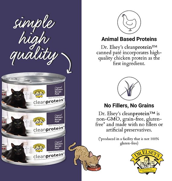 Show full view: Dr. Elsey's cleanprotein Chicken Recipe Wet Cat Food, 5.3-oz can, case of 24 slide 5 of 6