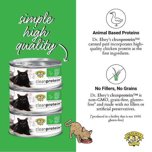 Show full view: Dr. Elsey's cleanprotein Duck & Turkey Recipe Wet Cat Food, 5.3-oz can, case of 24 slide 5 of 6