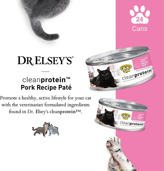 Show full view: Dr. Elsey's cleanprotein Pork Recipe Wet Cat Food, 2.75-oz can, case of 24 slide 3 of 6
