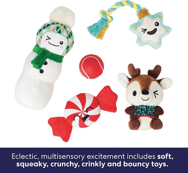 Show full view: Frisco Holiday Brr Basket Variety Pack Dog Toy, Medium, 7 count slide 4 of 8