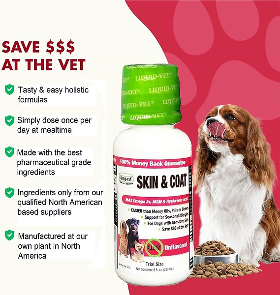 Show full view: Liquid-Vet K9 Skin & Coat Support Unflavoured Supplement for Dogs, 32-oz bottle slide 5 of 7