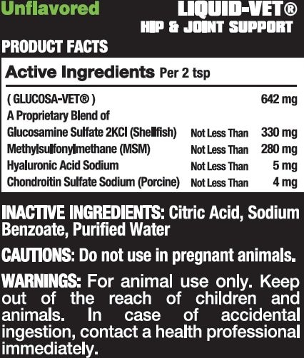 Show full view: Liquid-Vet Feline Hip & Joint Support Unflavored Supplement for Cats 8-oz bottle slide 5 of 7