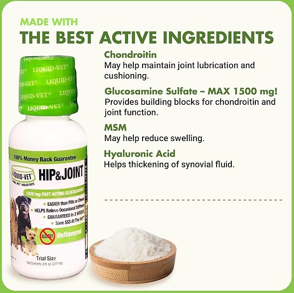 Show full view: Liquid-Vet K9 Hip & Joint Support Unflavoured Supplement for Dogs, 8-oz bottle, 2 count slide 4 of 7