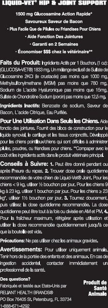 Show full view: Liquid-Vet K9 Hip & Joint Support Bacon Flavour Supplement for Dogs, 8-oz bottle, 2 count slide 7 of 7