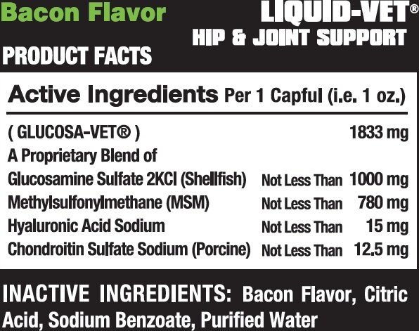 Show full view: Liquid-Vet K9 Hip & Joint Support Bacon Flavour Supplement for Dogs, 8-oz bottle, 2 count slide 6 of 7