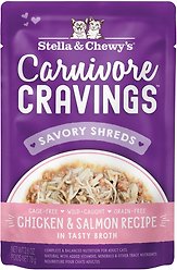 Stella & Chewy's Carnivore Cravings Chicken & Salmon Flavored Shredded Wet Cat Food, 2.8-oz pouch, case of 12