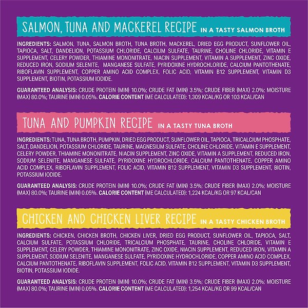 Show full view: Stella & Chewy's Carnivore Cravings Purrfect Pate Variety Pack Wet Cat Food, 2.8-oz can, case of 12 slide 9 of 9