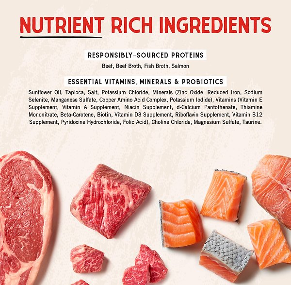 Show full view: Stella & Chewy's Stella's Shredrs Adult Grain-Free Grass Fed Beef & Wild Caught Salmon Recipe in Broth Wet Dog Food, 2.8-oz pouch, case of 12 slide 6 of 8