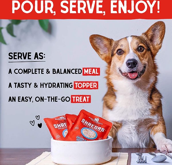 Show full view: Stella & Chewy's Stella's Shredrs Adult Grain-Free Grass Fed Beef & Wild Caught Salmon Recipe in Broth Wet Dog Food, 2.8-oz pouch, case of 12 slide 5 of 8