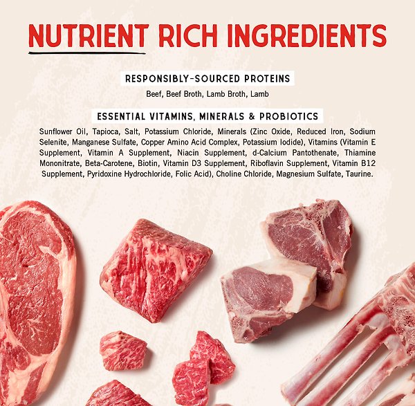Show full view: Stella & Chewy's Stella's Shredrs Adult Grain-Free Grass Fed Beef & Lamb Recipe in Broth Wet Dog Food, 2.8-oz pouch, case of 12 slide 6 of 8