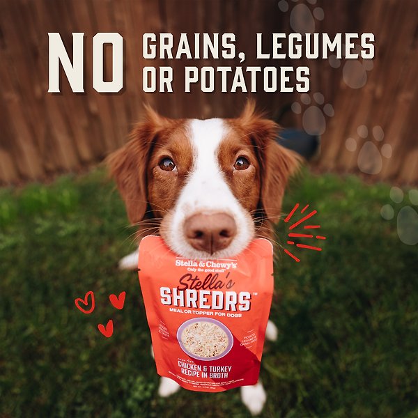 Show full view: Stella & Chewy's Stella’s Shredrs Grass Fed & Cage Free Beef & Chicken Recipe in Broth Adult Wet Dog Food, 2.8-oz pouch, case of 12 slide 7 of 9