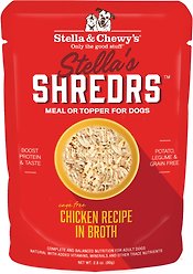 Stella & Chewy's Stella’s Shredrs Cage Free Chicken Recipe in Broth Adult Wet Dog Food, 2.8-oz pouch, case of 12