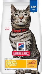 Hill's Science Diet Adult Urinary Hairball Control Dry Cat Food, 7.03-kg bag
