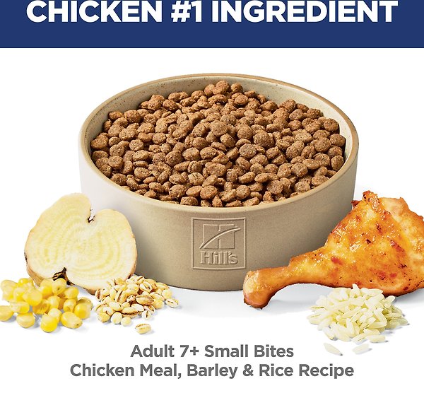 Show full view: Hill's Science Diet Adult 7+ Small Bites Chicken Meal, Barley & Rice Recipe Dry Dog Food, 14.9-kg bag slide 5 of 12