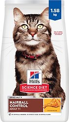 Hill's Science Diet Adult 7+ Hairball Control Chicken Recipe Dry Cat Food, 1.58-kg bag