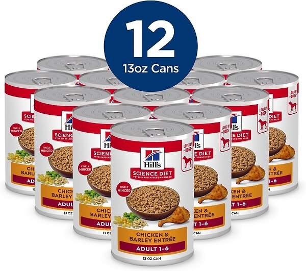 Show full view: Hill's Science Diet Adult Chicken & Barley Entree Canned Dog Food, 370-g can, case of 12 slide 3 of 12