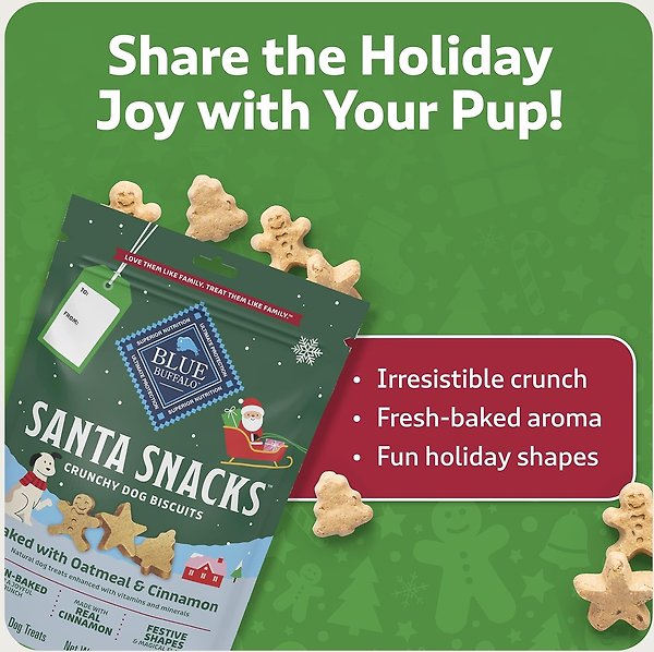 Show full view: Blue Buffalo Santa Snacks Biscuit Crunchy Dog Treats, 11-oz bag slide 4 of 6