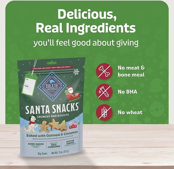Show full view: Blue Buffalo Santa Snacks Biscuit Crunchy Dog Treats, 11-oz bag slide 6 of 6
