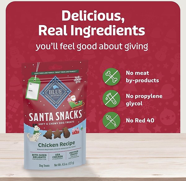 Show full view: Blue Buffalo Santa Snacks Soft & Chewy Dog Treats, 4.5-oz bag slide 6 of 6