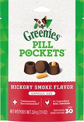 Greenies Pill Pockets Hickory Smoke Flavour Capsule Size Adult Dog Treats, 30 count