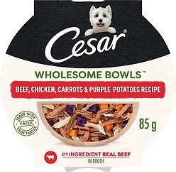 Cesar Wholesome Bowls Beef, Chicken, Carrots & Purple Potato Wet Dog Food, 85-g tray, case of 10