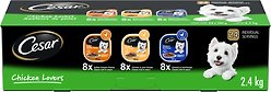 Cesar Classic Loaf in Sauce Variety Pack Grain-Free Chicken Lovers Adult Wet Dog Food, 100-g tray, case of 24