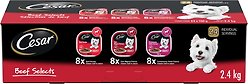 Cesar Classic Loaf in Sauce Beef Selects Variety Pack Adult Wet Dog Food, 100-g tray, case of 24