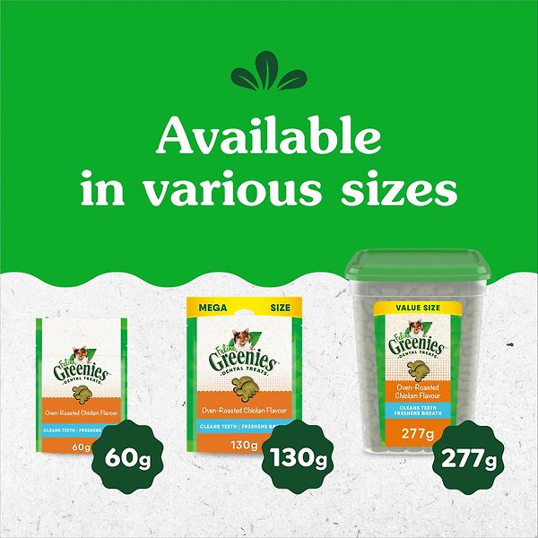 Show full view: Greenies Feline Natural Dental Care Oven-Roasted Chicken Flavour Adult Cat Treats, 277-g tub slide 3 of 6