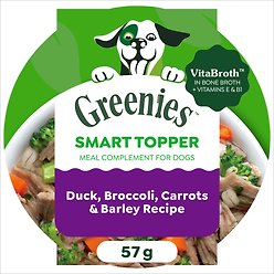 Greenies Smart Topper Duck, Broccoli, Carrots & Barley Recipe Wet Dog Food Topper, 57-g tray, case of 10