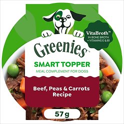 Greenies Smart Topper Beef, Peas & Carrots Recipe Grain-Free Wet Dog Food Topper, 57-g tray, case of 10