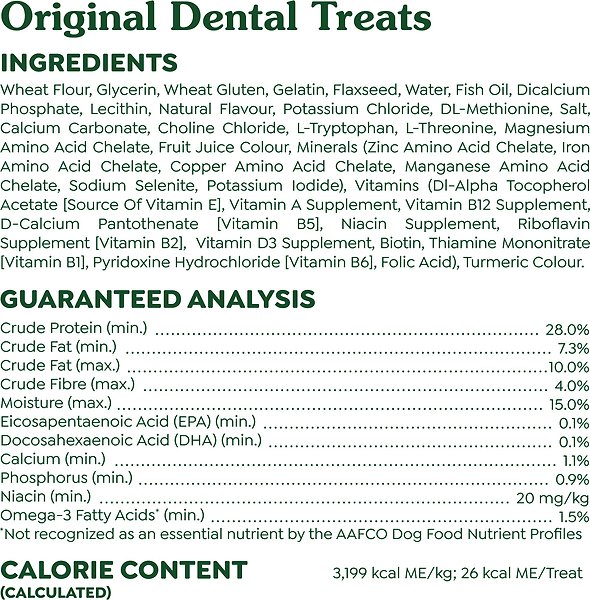 Show full view: Greenies Original Regular Puppy Natural Dental Dog Treats, 340-g pouch slide 6 of 7