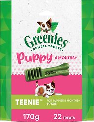 Greenies Original Teenie Puppy Natural Dental Dog Treats, 170-g pouch