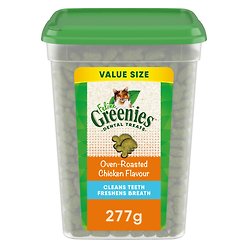 Greenies Feline Natural Dental Care Oven-Roasted Chicken Flavour Adult Cat Treats, 277-g tub
